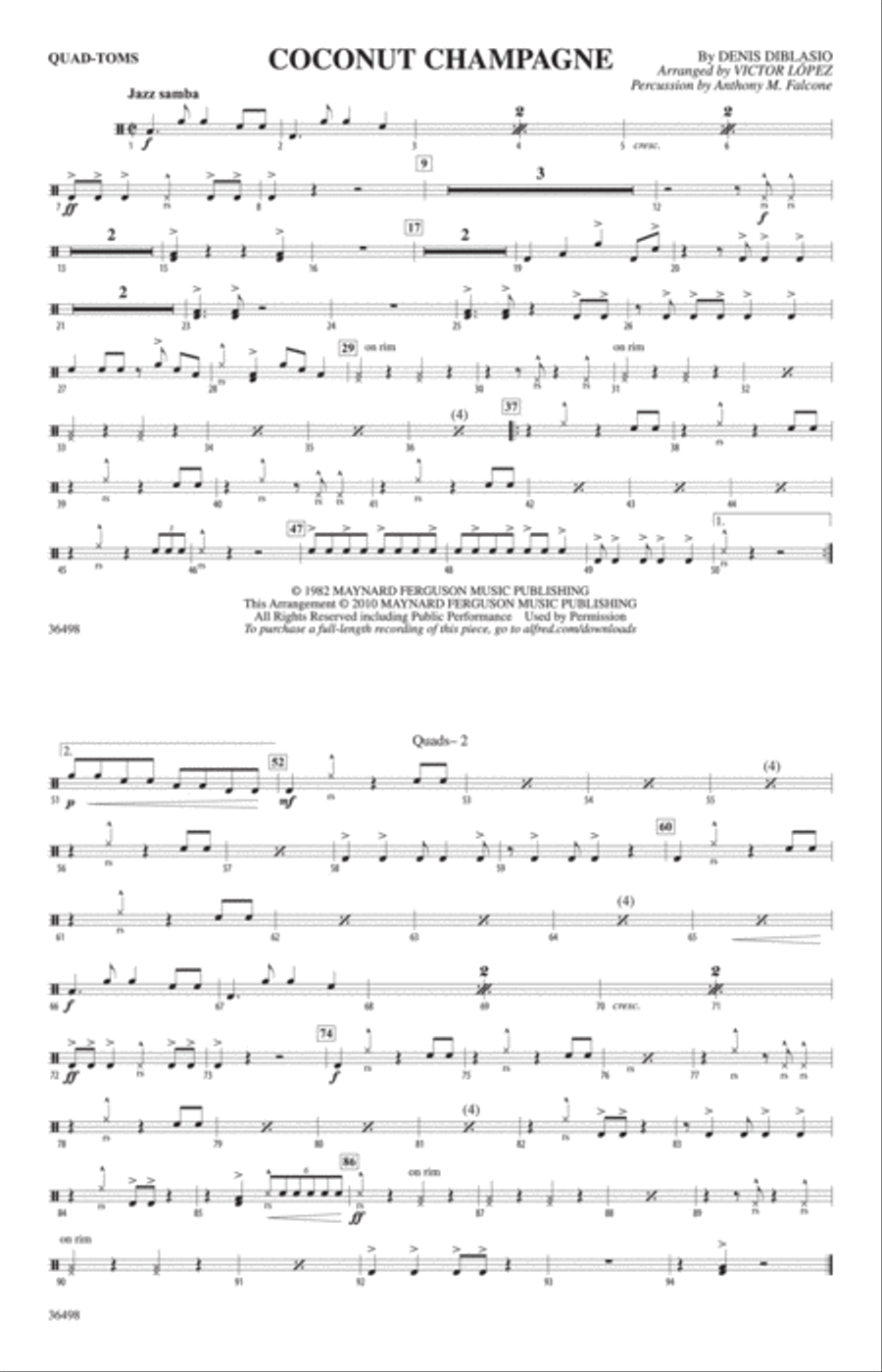 Coconut Champagne: Quad-Toms Marching Band scores gallery preview page 1