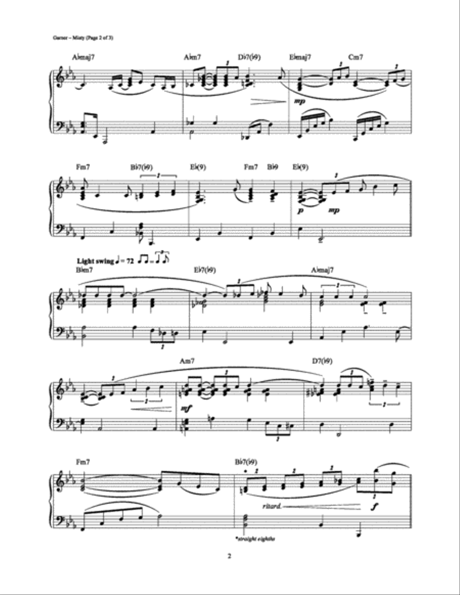 Misty Piano Solo scores gallery preview page 2