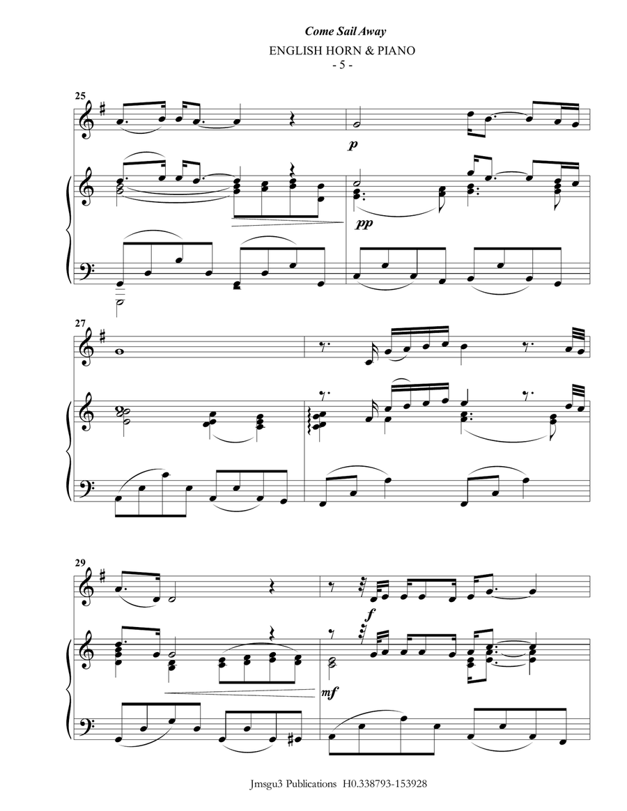 Come Sail Away English Horn scores gallery preview page 5