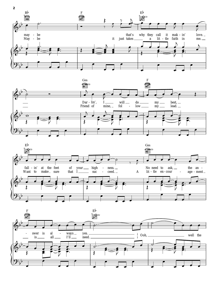 Satisfied Piano, Vocal, Guitar scores gallery preview page 2