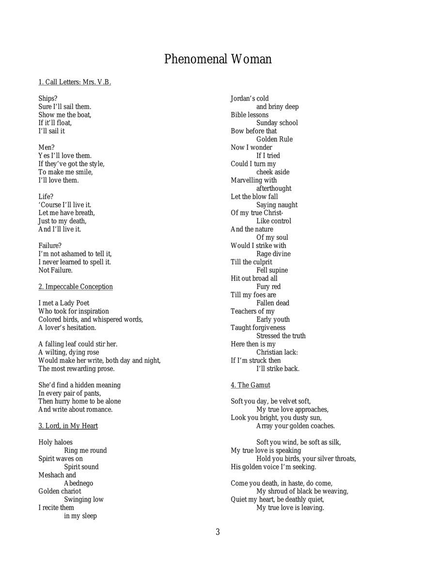 Phenomenal Woman Phenomenal Woman Soprano Voice scores gallery preview page 3