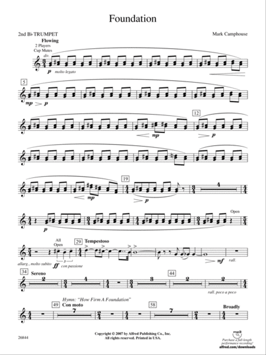 Foundation: 2nd B-flat Trumpet Concert Band scores gallery preview page 1