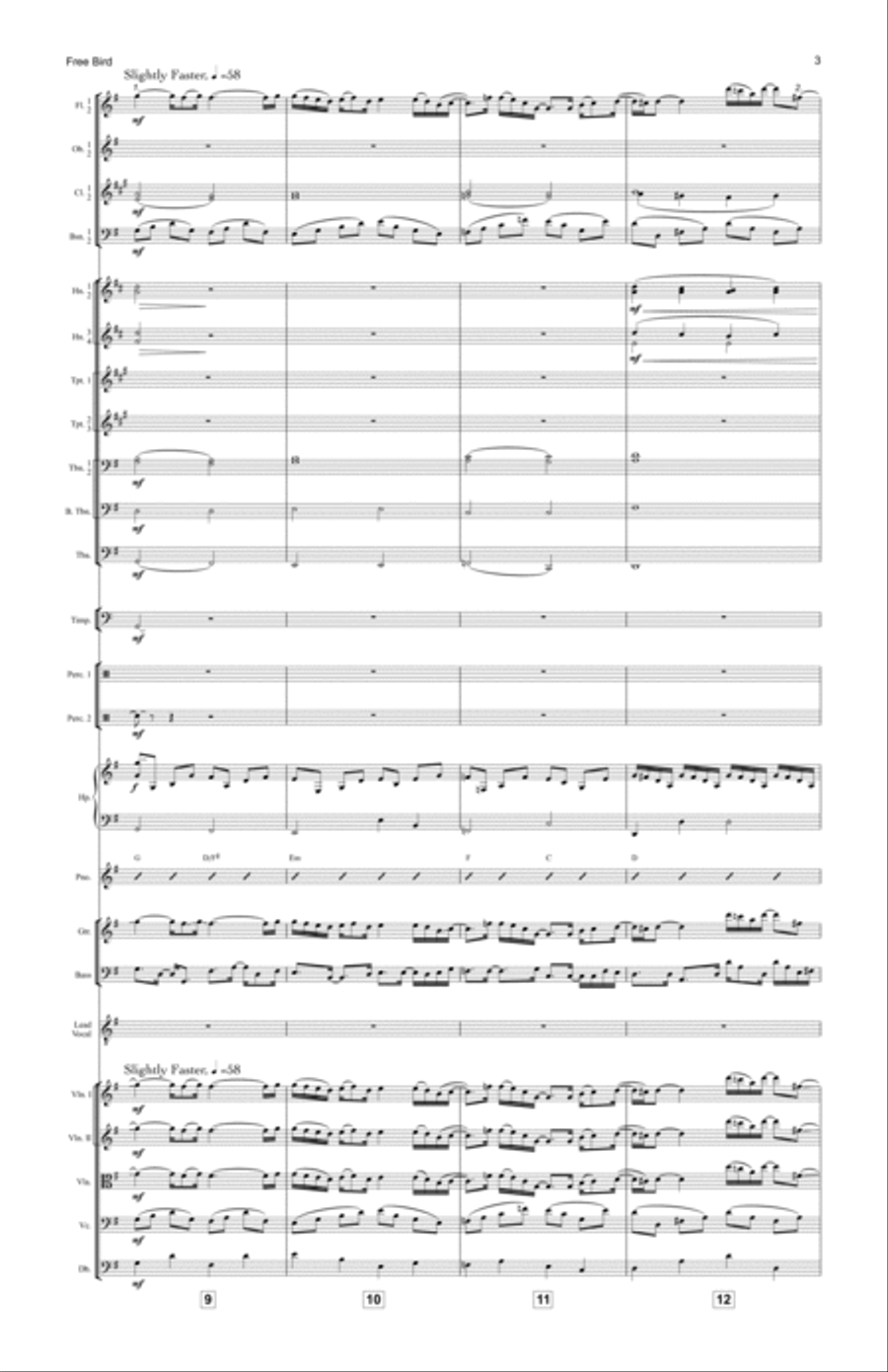 Free Bird Full Orchestra scores gallery preview page 3