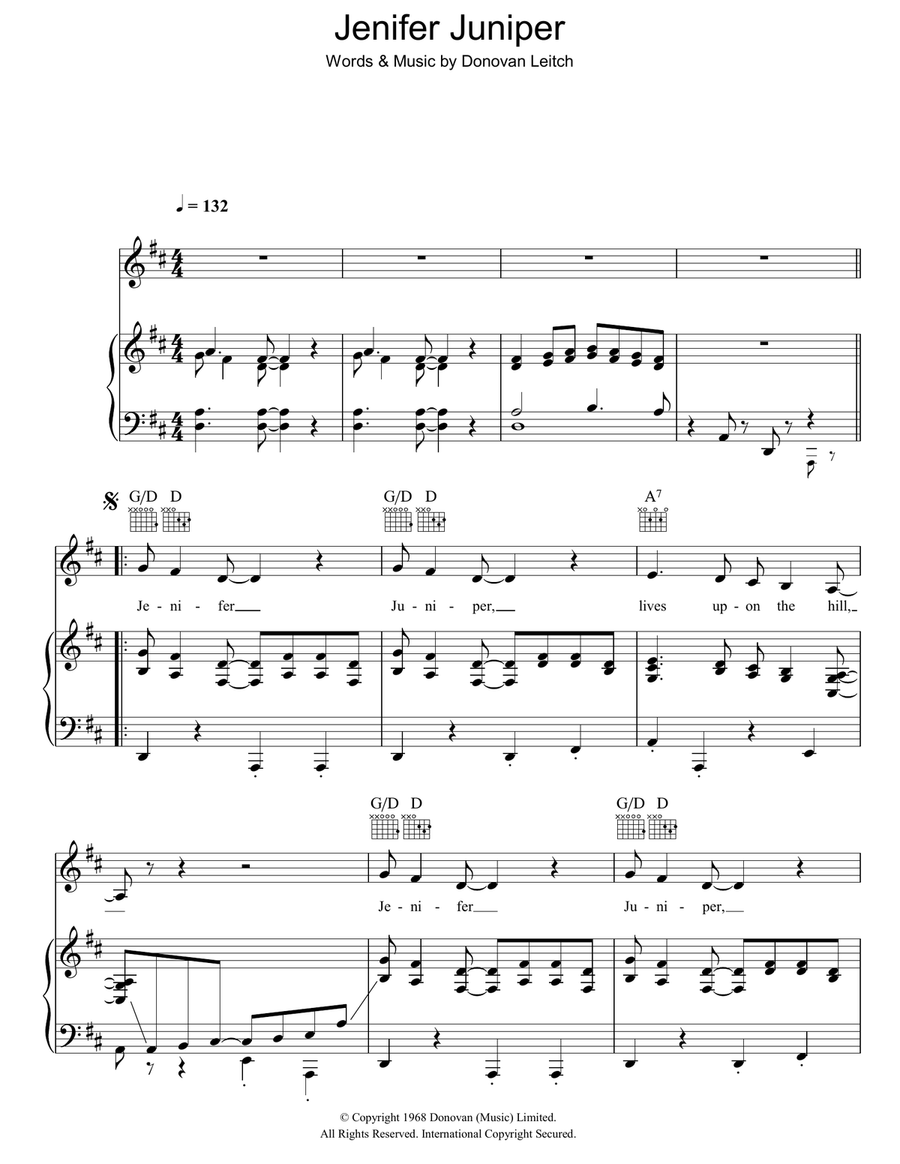 Jennifer Juniper Piano, Vocal, Guitar scores gallery preview page 1