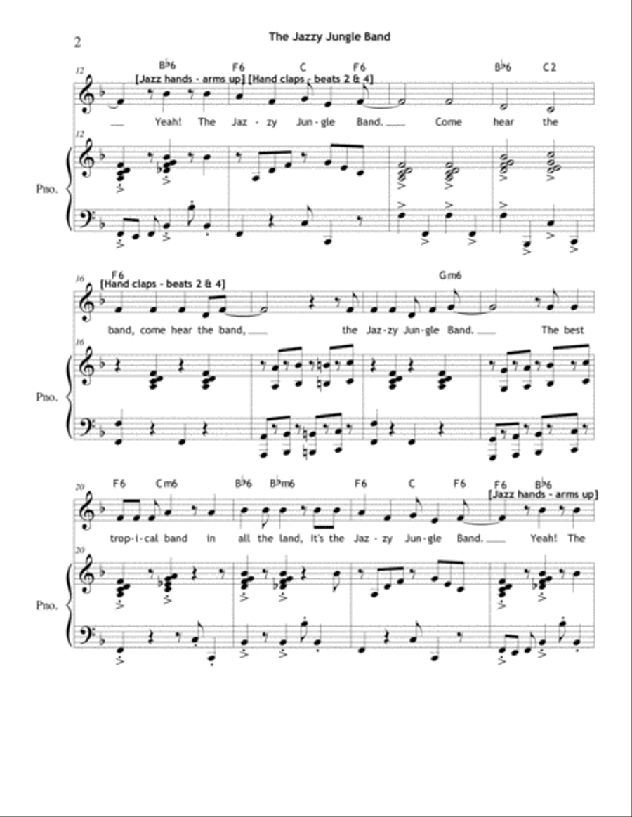 The Jazzy Jungle Band Unison Choir scores gallery preview page 2