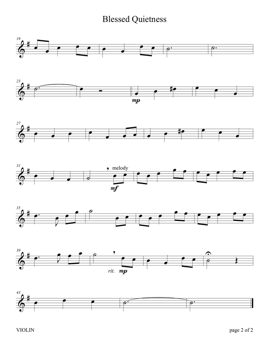 Blessed Quietness (for Flute and/or Violin Duet with Piano accompaniment) Flute scores gallery preview page 4