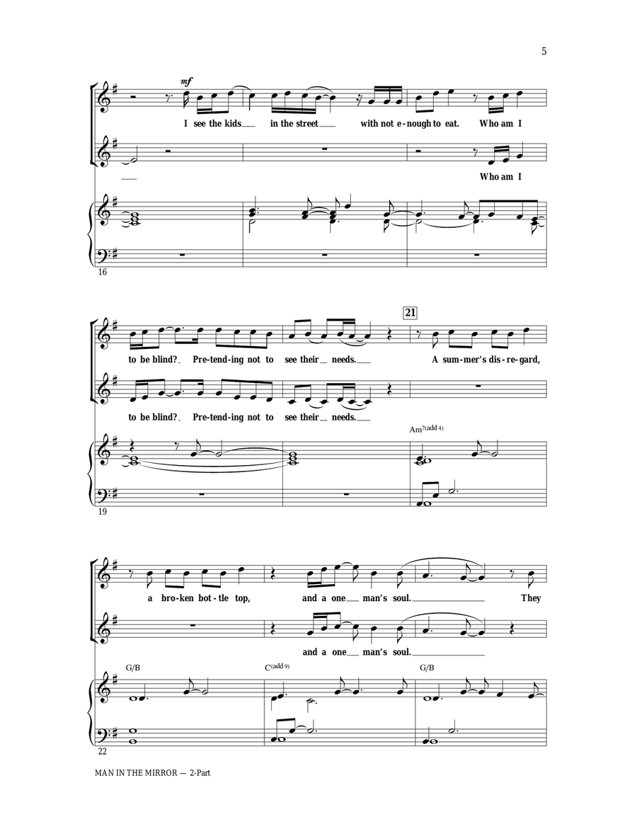 Man In The Mirror (arr. Ed Lojeski) 2-Part scores gallery preview page 3