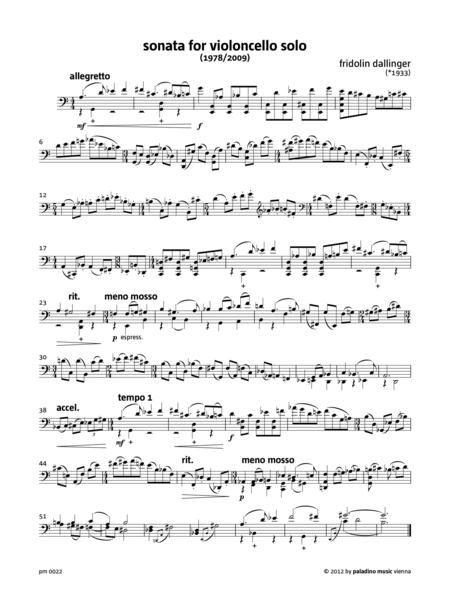 Sonata (1978/2009) for Violoncello Solo