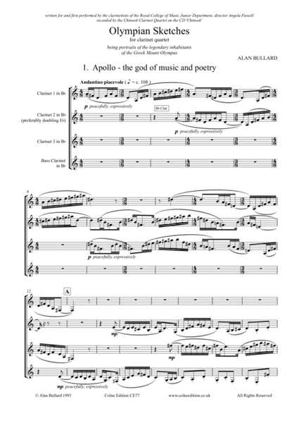 Olympian Sketches (for four clarinets) image number null