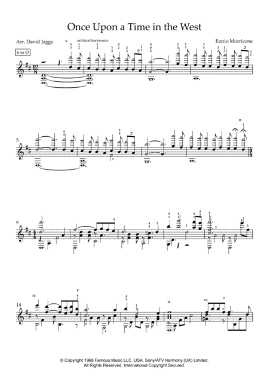 Once Upon A Time In The West by Ennio Morricone Guitar Solo - Digital Sheet Music