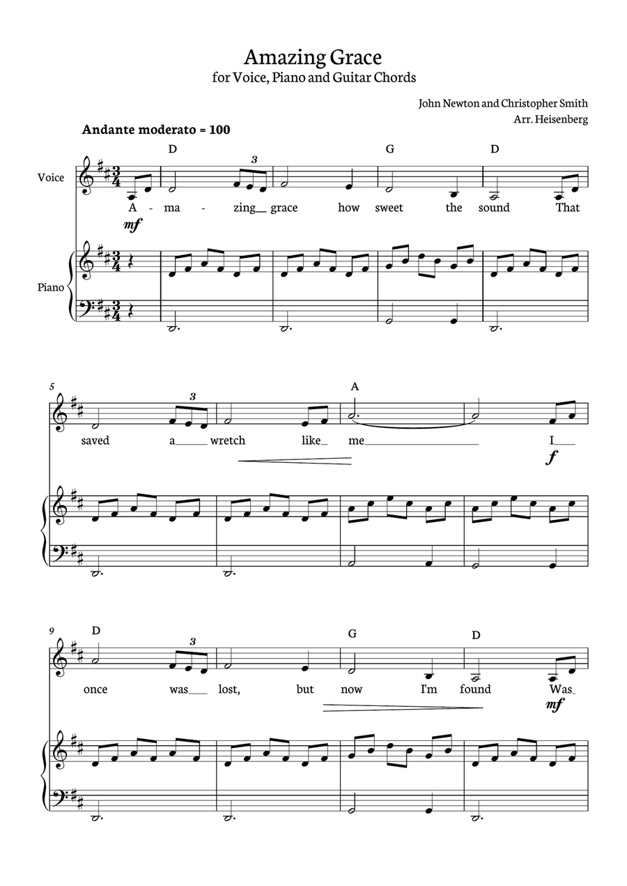 Amazing Grace Piano scores gallery preview page 1