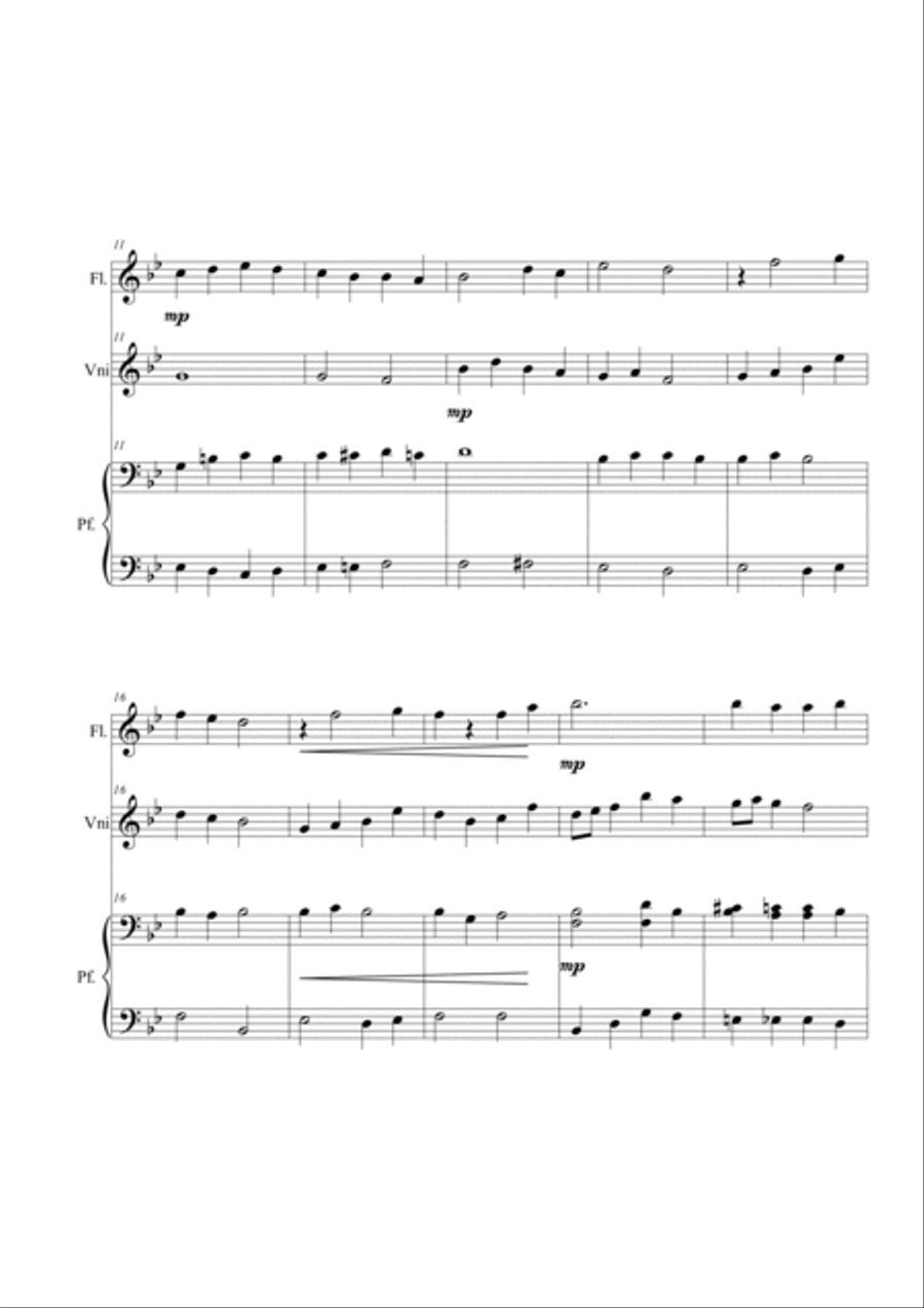 Candlelight. Flute, violin and piano Trio - Score Only Flute scores gallery preview page 2