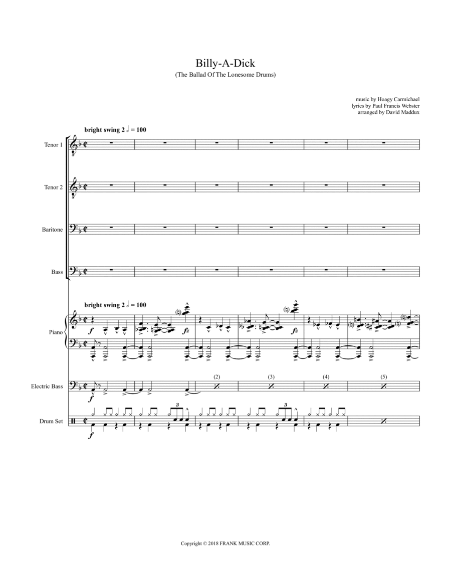 Billy A Dik The Ballad Of The Lonesome Drums Small Ensemble scores gallery preview page 1