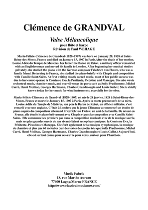 Clémence de Grandval: Valse Mélancolique for flute and harp