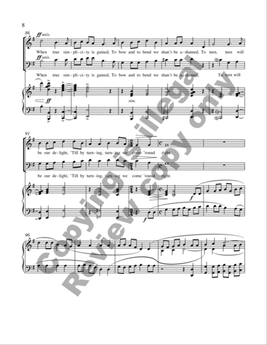 Simple Gifts 4-Part scores gallery preview page 7
