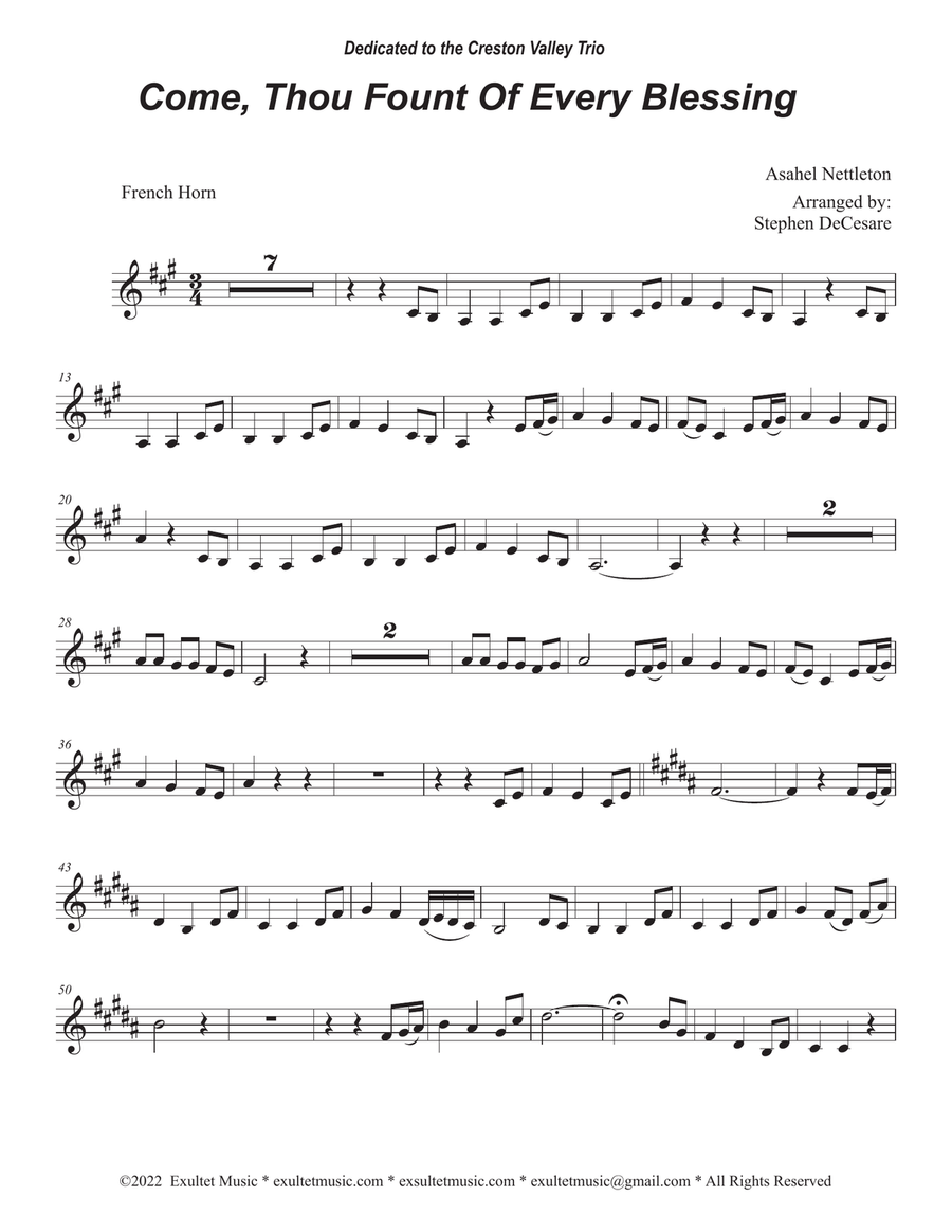 Come, Thou Fount Of Every Blessing (French Horn solo and Piano) Piano scores gallery preview page 5