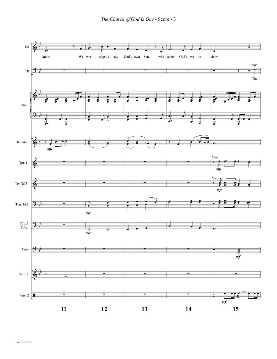 The Church of God Is One - Brass and Percussion Score and Parts (Digital Downloa Horn scores gallery preview page 5