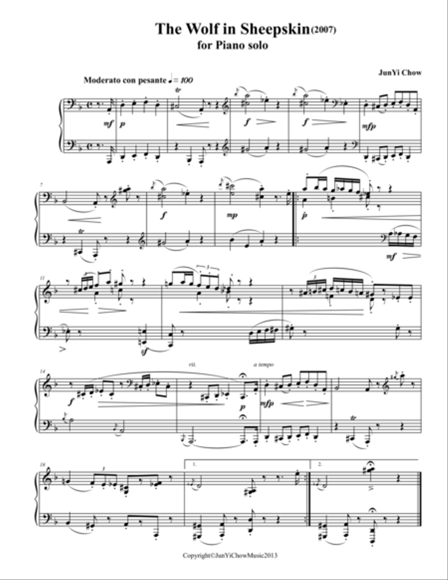 The Wolf in Sheepskin Piano Solo scores gallery preview page 1