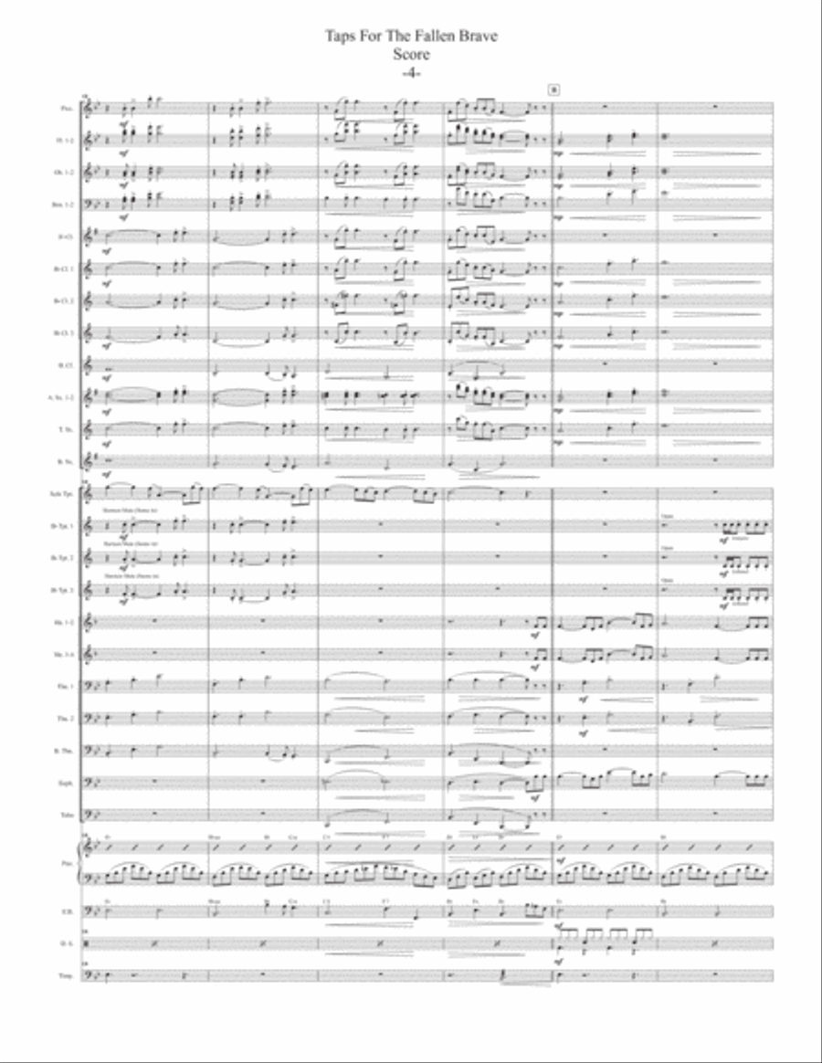 Taps for the Fallen Brave for Solo Trumpet and Band Concert Band scores gallery preview page 5