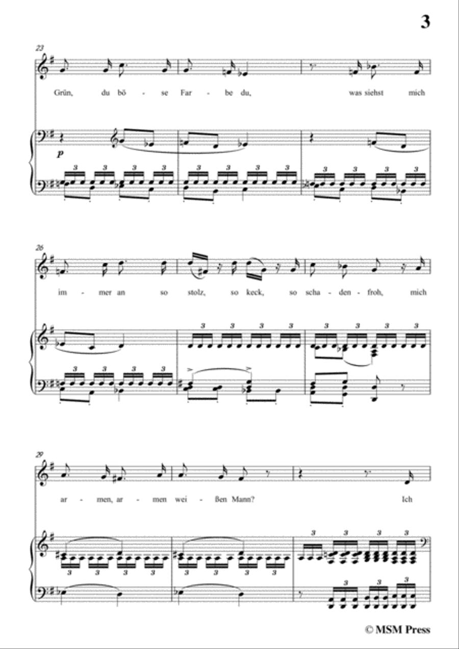 Schubert-Die böse Farbe,from 'Die Schöne Müllerin',Op.25 No.17,in G Major,for Voice&Piano Voice scores gallery preview page 5