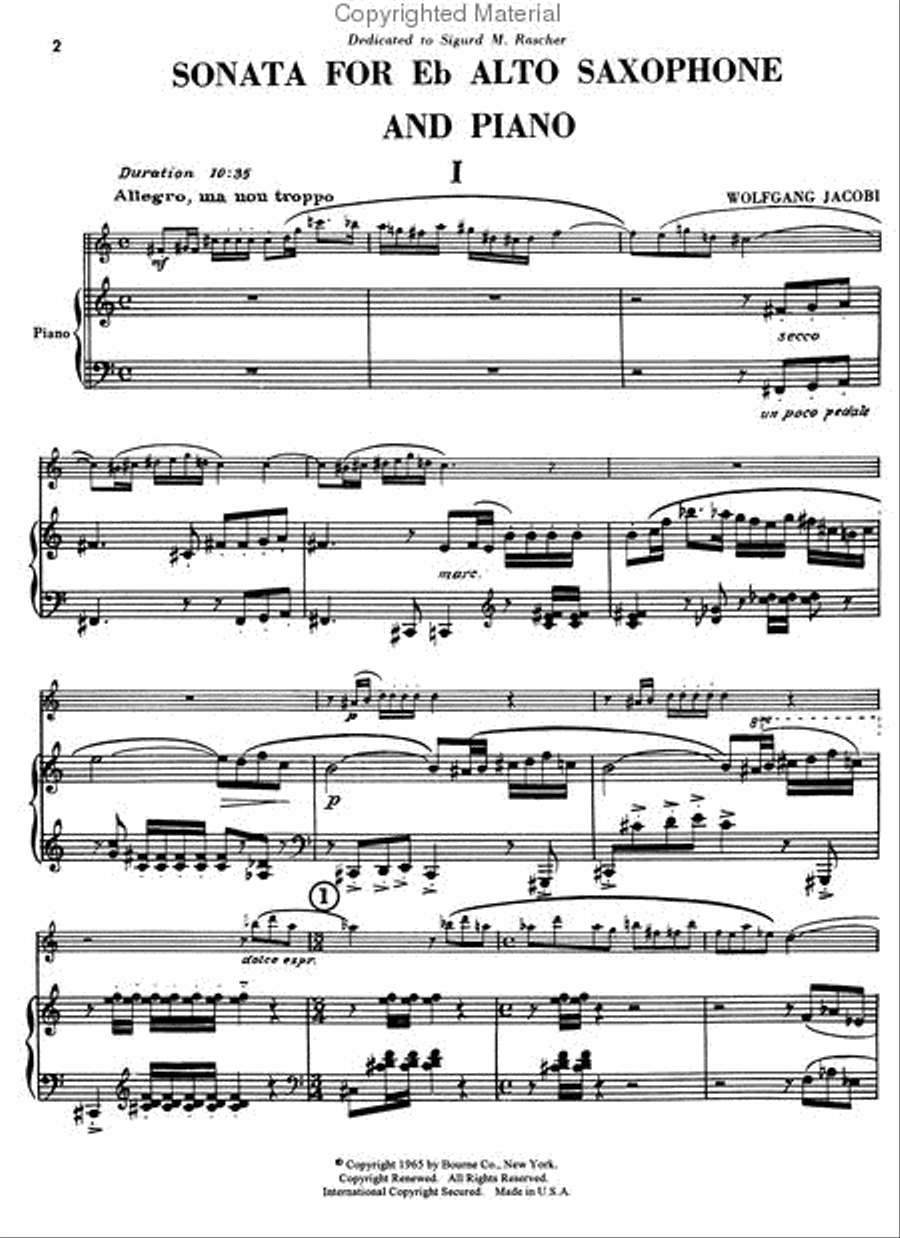 Sonata For Alto Saxophone Alto Saxophone Sheet Music Sheet