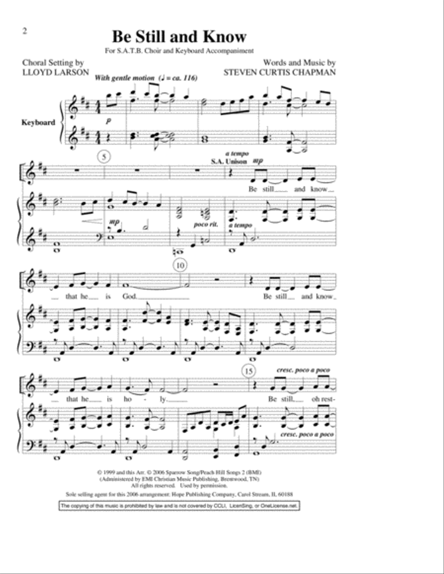 Be Still and Know Be Still and Know 4-Part scores gallery preview page 2