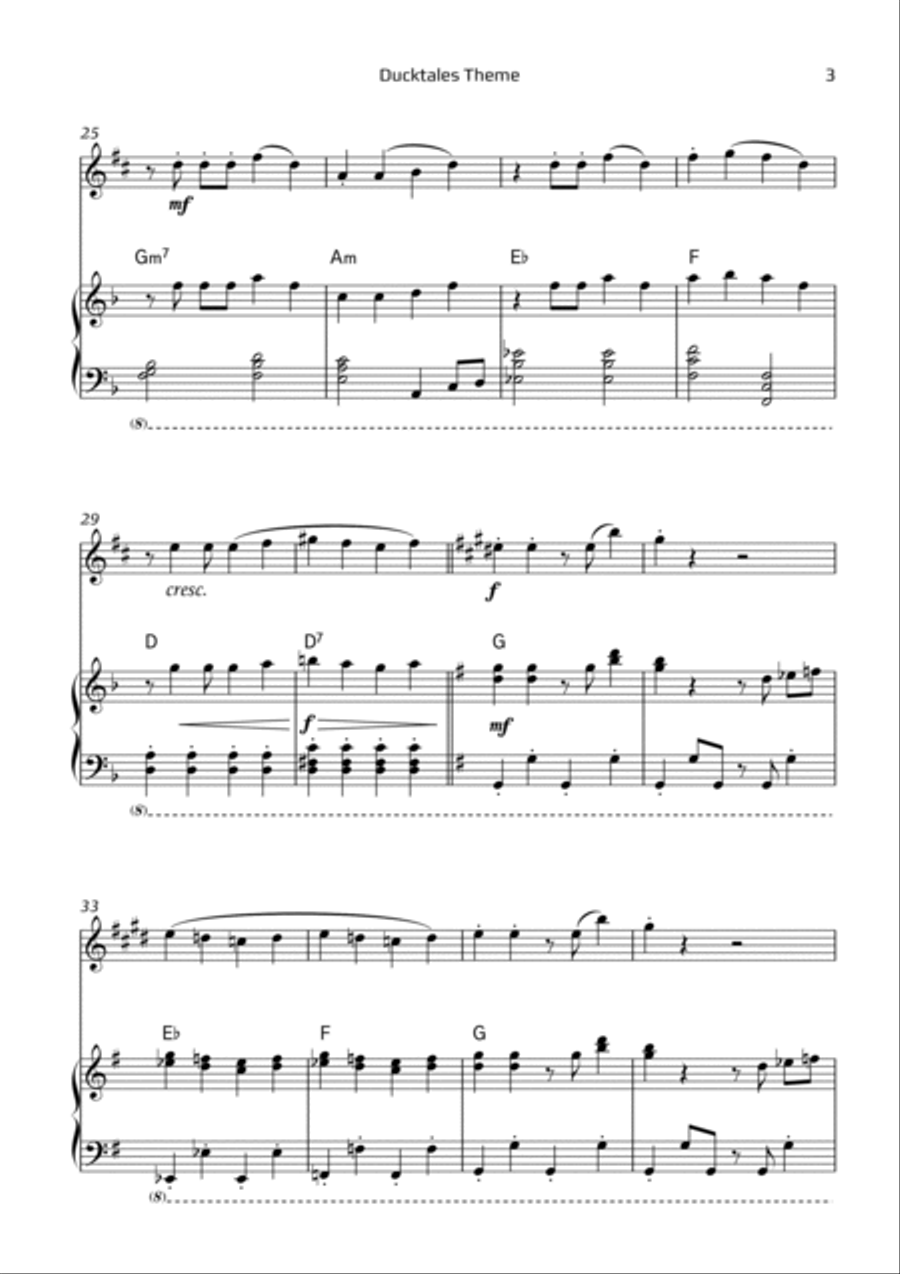 Ducktales Theme Baritone Saxophone scores gallery preview page 3