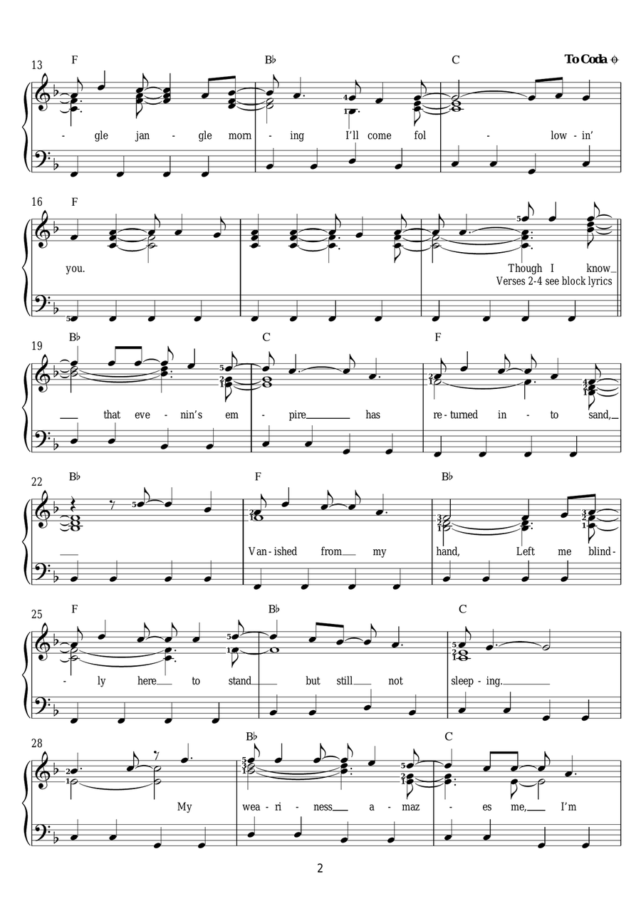 Mr. Tambourine Man Mr. Tambourine Man Easy Piano scores gallery preview page 2