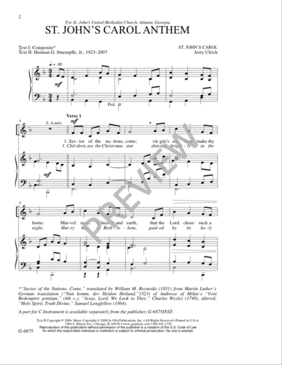 St. John's Carol Anthem 3-Part scores gallery preview page 3