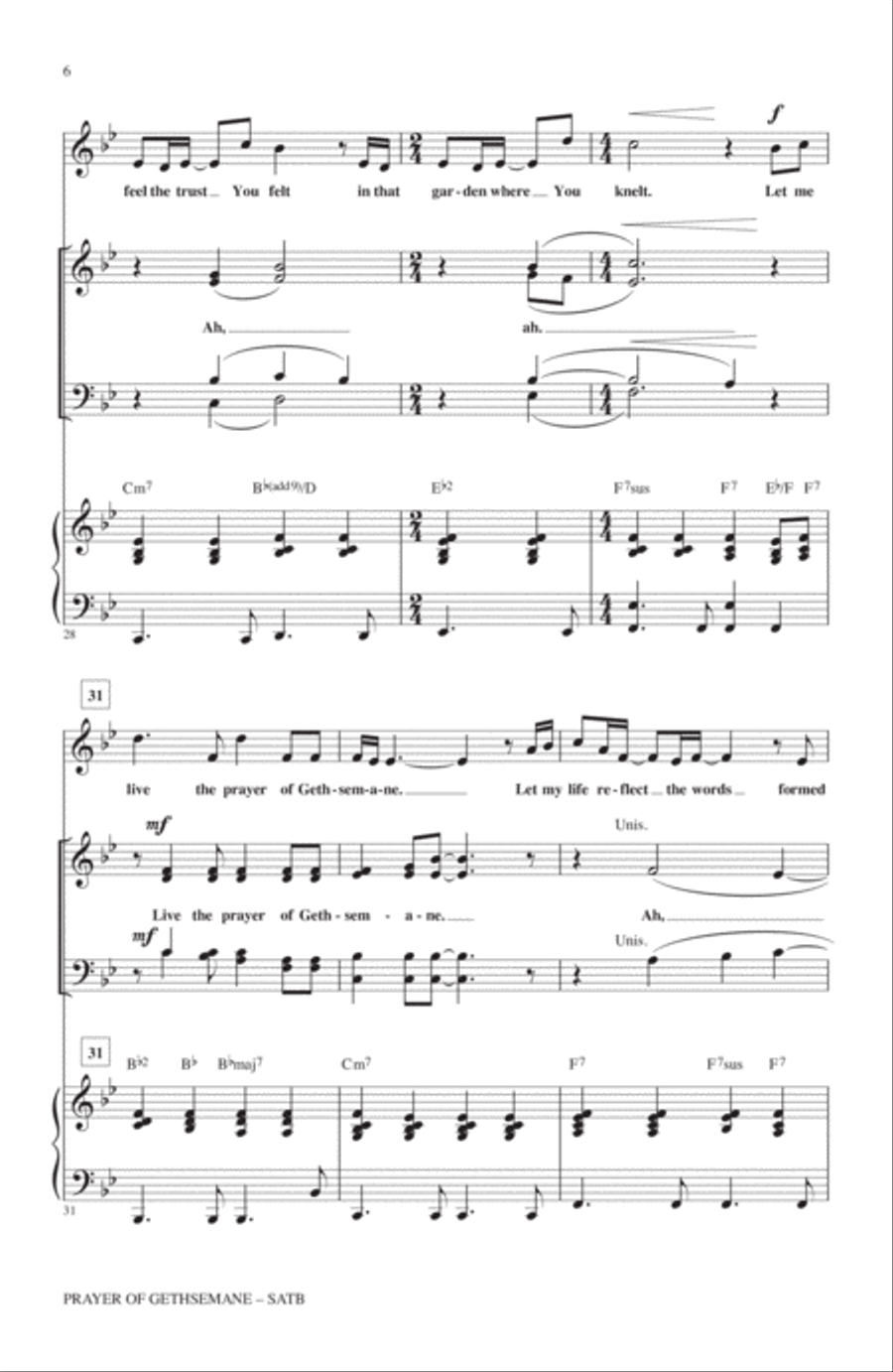 Prayer Of Gethsemane 4-Part scores gallery preview page 5