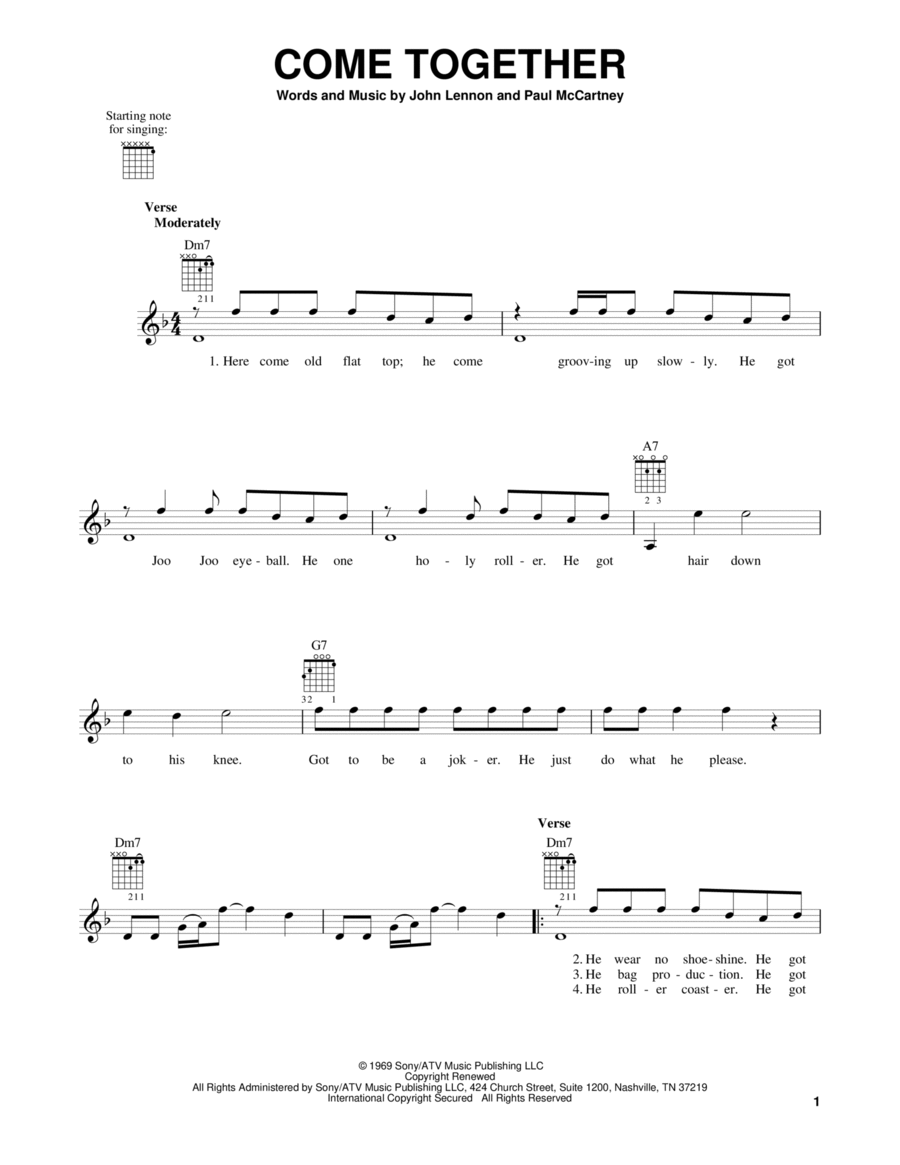 Come Together Come Together Acoustic Guitar scores gallery preview page 1