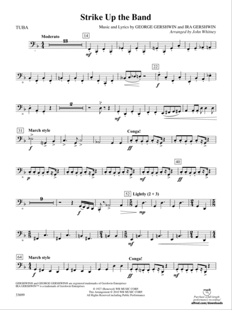 Strike Up the Band: Tuba Strike Up the Band: Tuba Full Orchestra scores gallery preview page 1