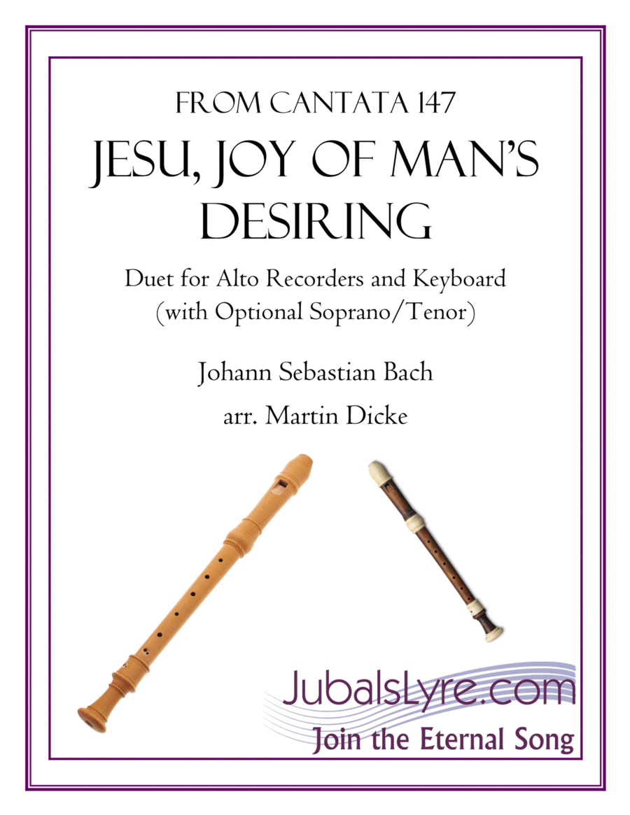 Jesu, Joy of Man's Desiring (Duet for Alto Recorders with Optional Sop/Ten) Woodwind Duet scores gallery preview page 1