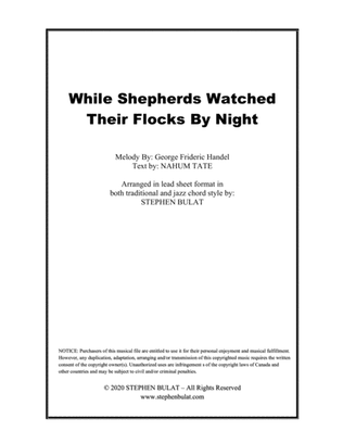 While Shepherds Watched Their Flocks By Night (Handel) - Lead sheet arranged in traditional and jazz