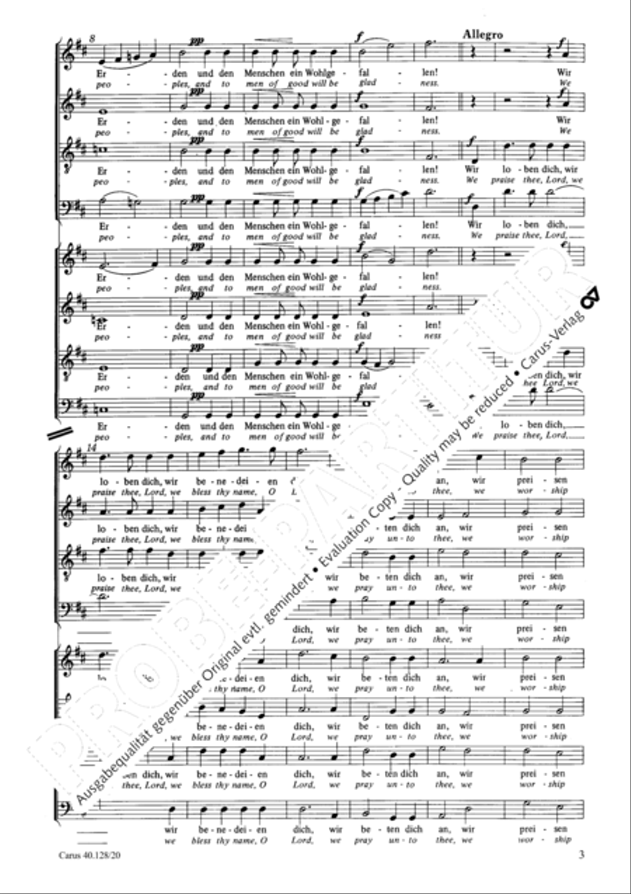 Glory to god in the highest (Ehre sei Gott in der Hohe) 4-Part scores gallery preview page 4