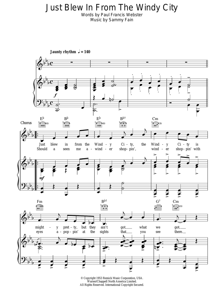 Just Blew In From The Windy City Guitar scores gallery preview page 1