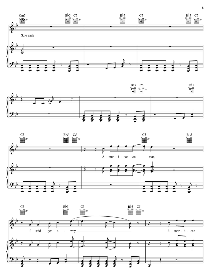 American Woman Piano, Vocal, Guitar scores gallery preview page 5
