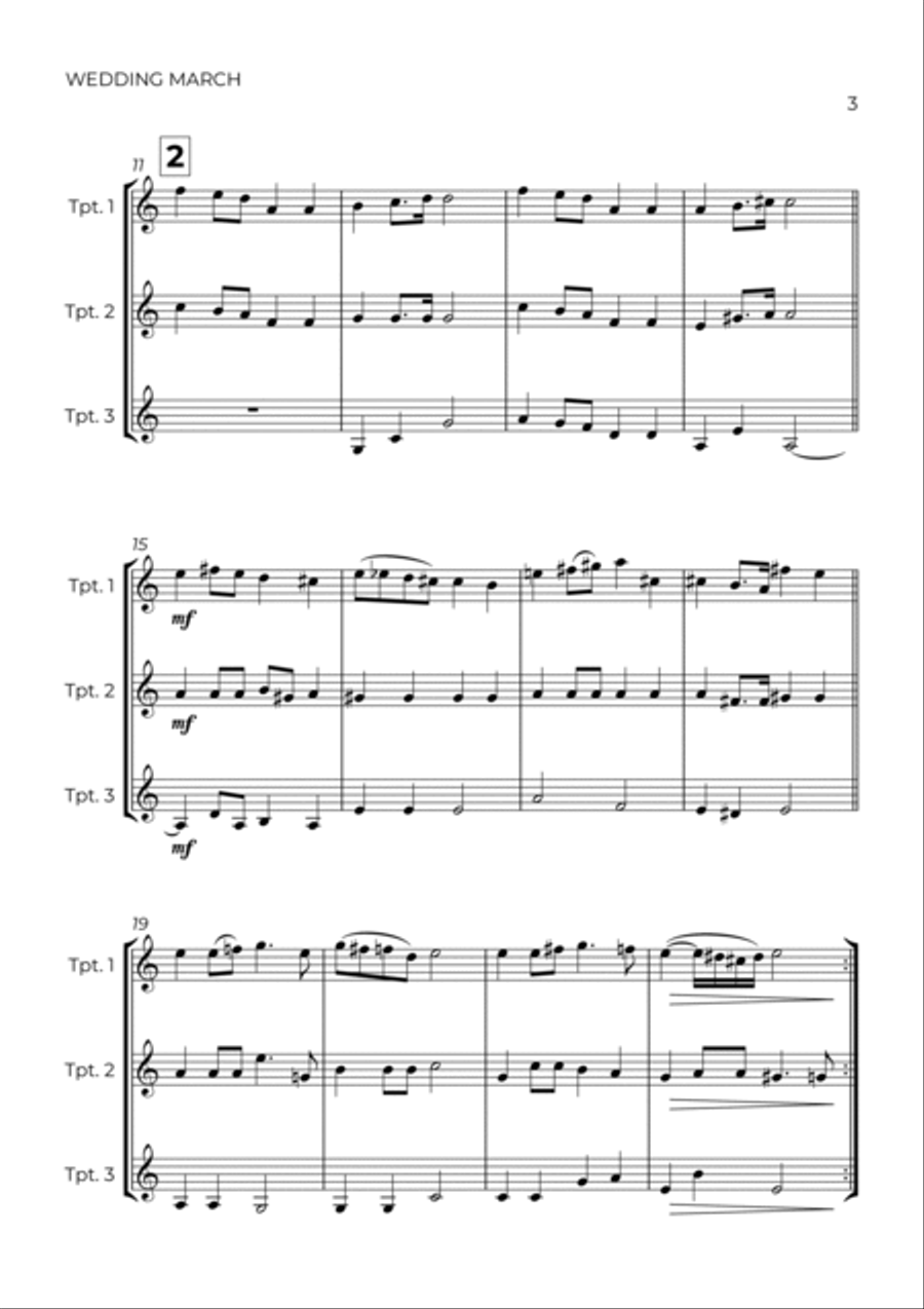 WEDDING MARCH - RICHARD WAGNER - TRUMPET TRIO Trumpet Trio scores gallery preview page 3