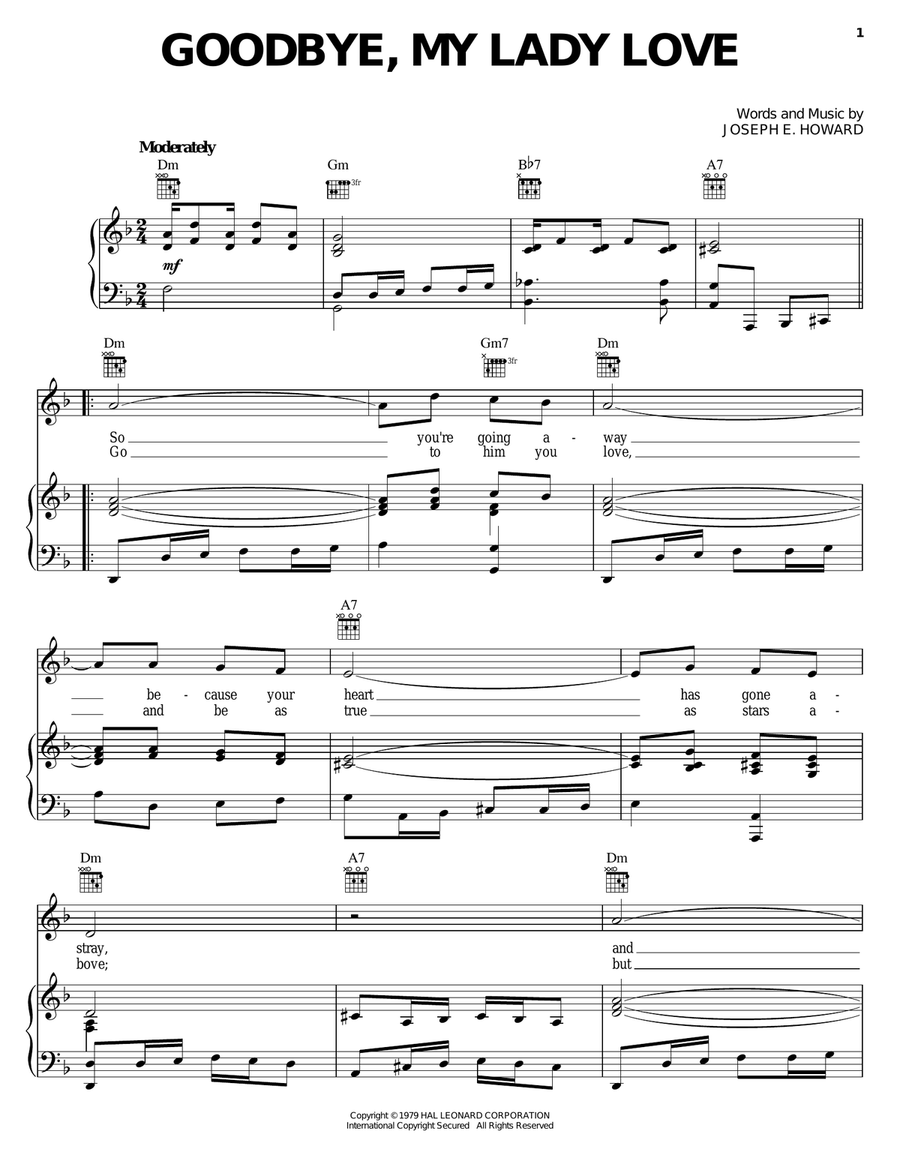 Goodbye, My Lady Love Piano, Vocal, Guitar scores gallery preview page 1