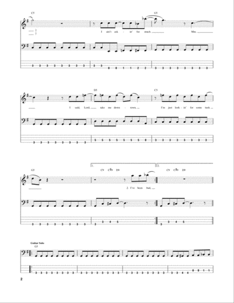 Tush Tush Guitar Tablature scores gallery preview page 2