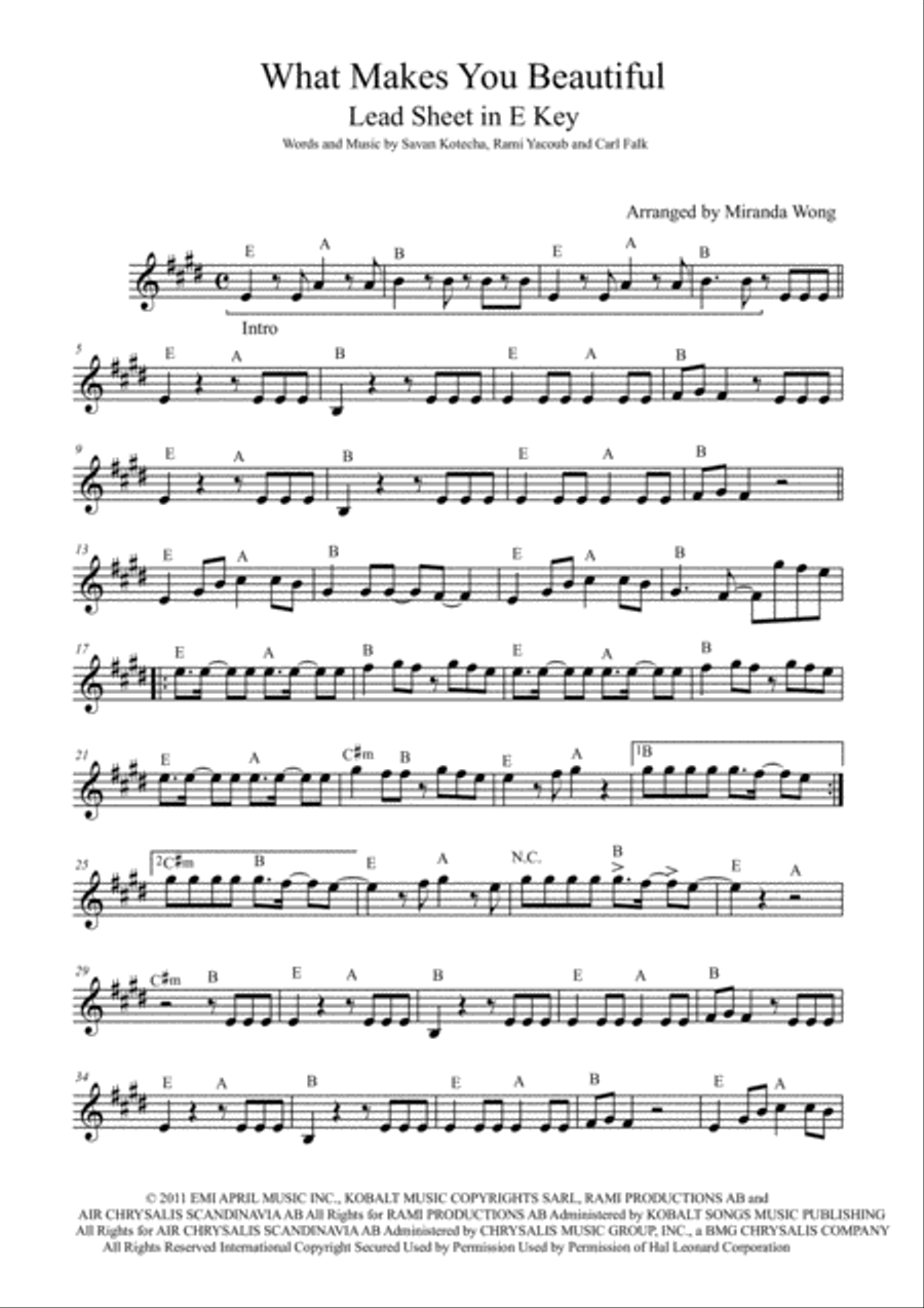 What Makes You Beautiful Piano, Vocal, Guitar scores gallery preview page 3