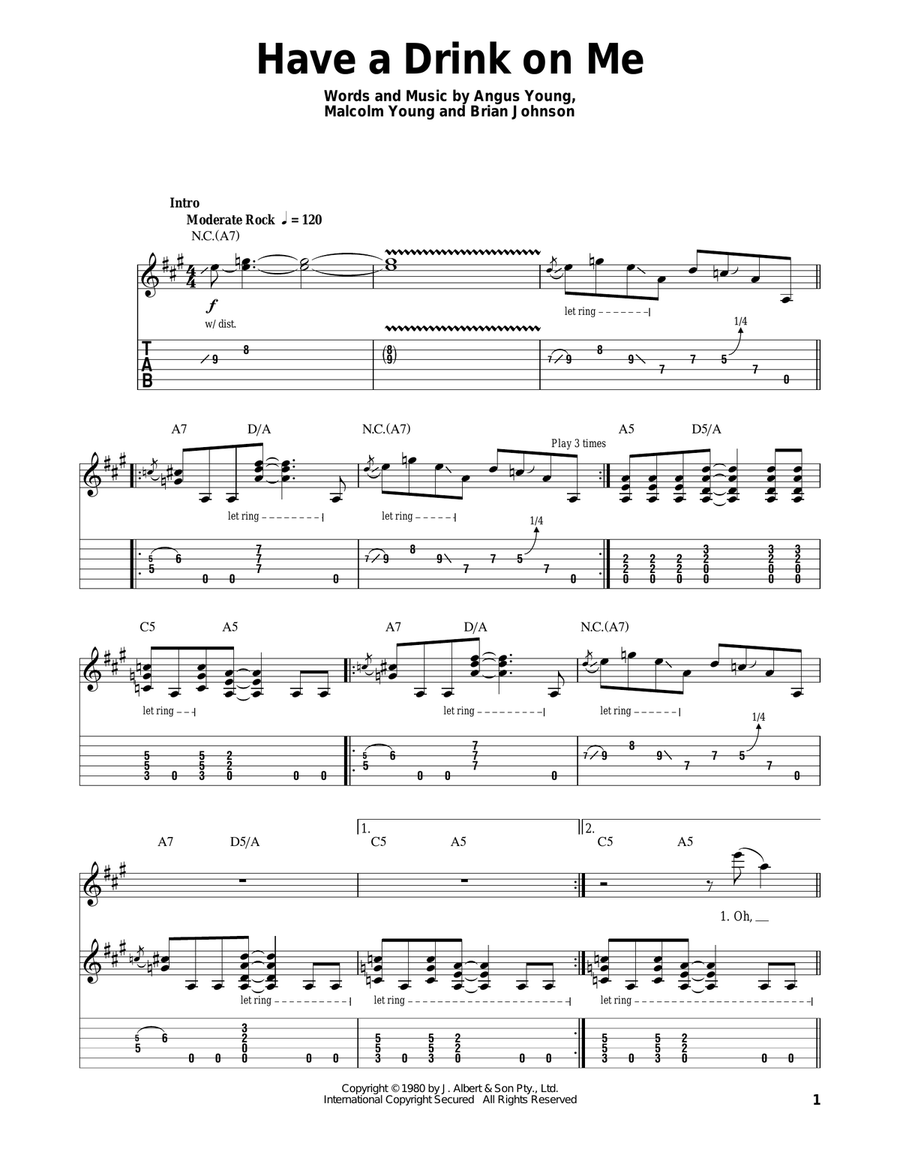 Have A Drink On Me Acoustic Guitar scores gallery preview page 1