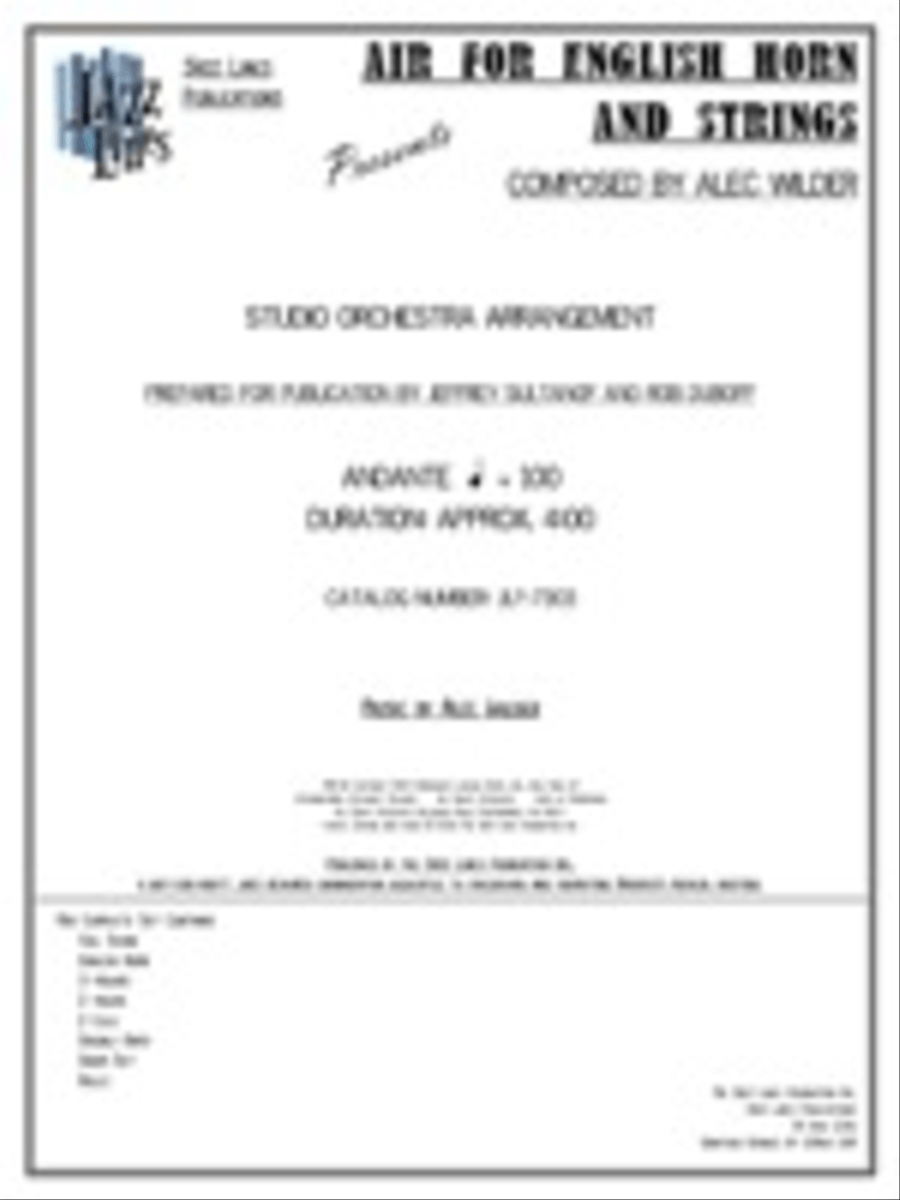 Air For English Horn and Strings String Orchestra scores gallery preview page 1