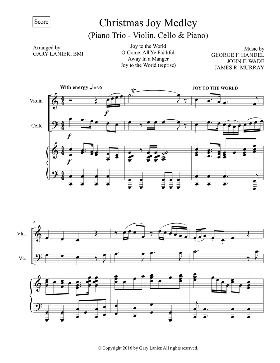 CHRISTMAS JOY MEDLEY (Trio – Violin, Cello & Piano with Parts) Piano Trio scores gallery preview page 2