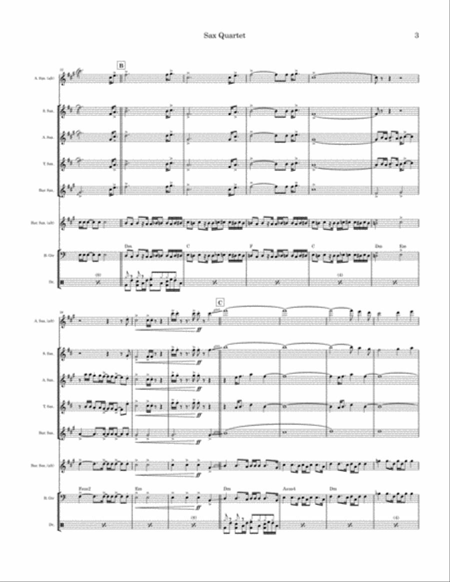 Gonna Fly Now Saxophone Quartet scores gallery preview page 3