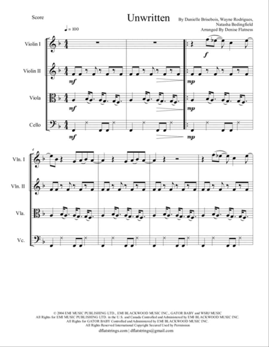 Unwritten String Quartet scores gallery preview page 2