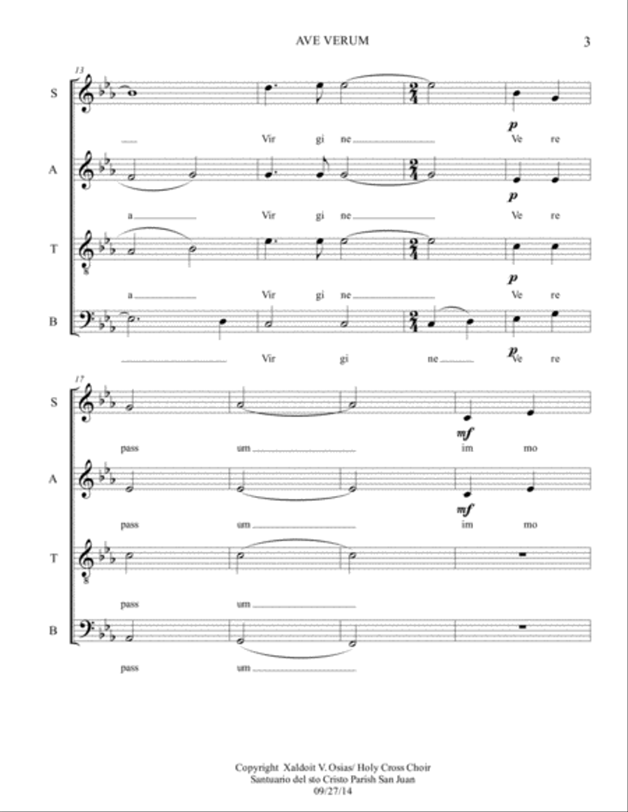 Ave Verum Corpus - Musicam Sacram 4-Part scores gallery preview page 3