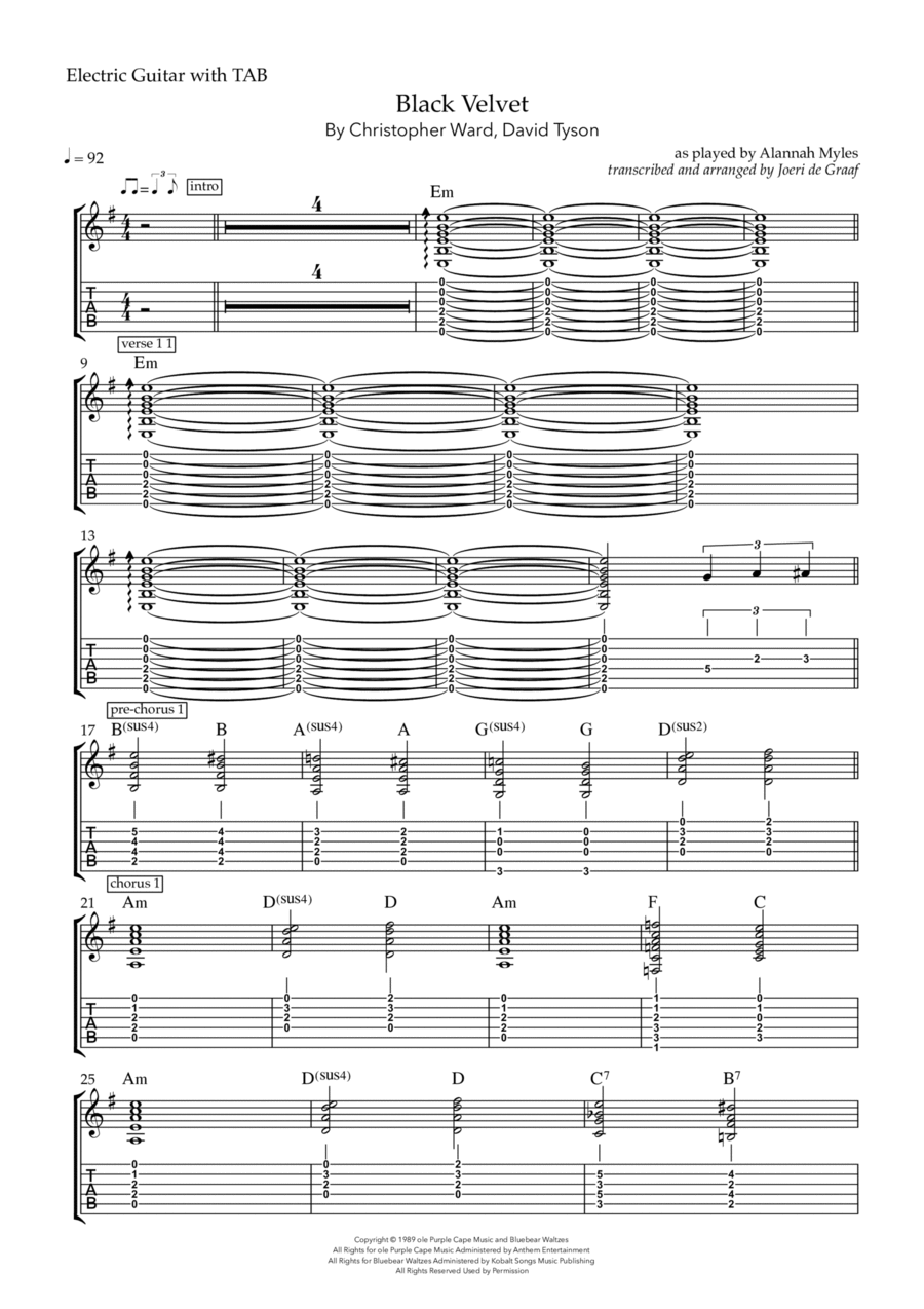 Black Velvet Electric Guitar scores gallery preview page 1