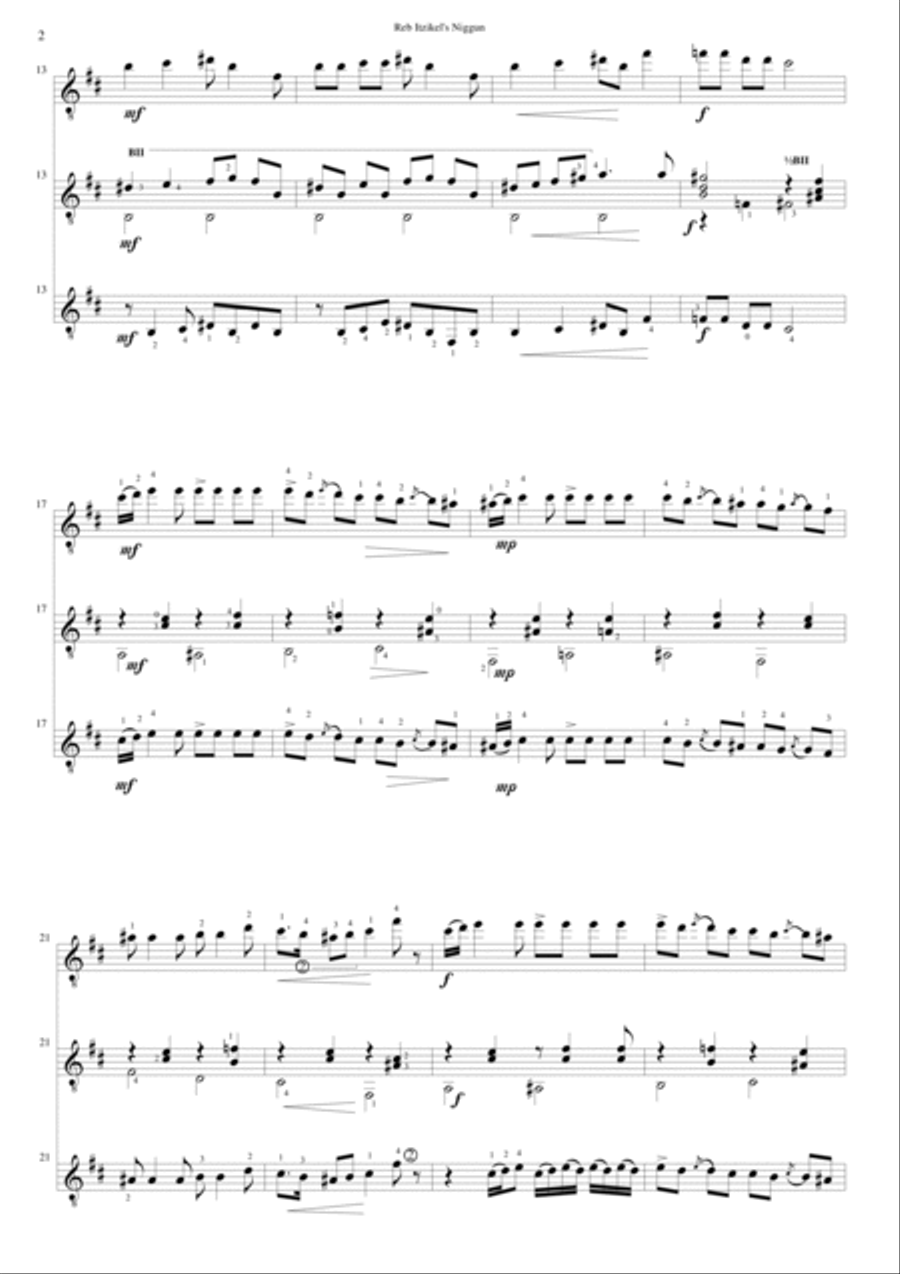 Variations on 8 Jewish melodies for guitar trio (complete set) Guitar Ensemble scores gallery preview page 3