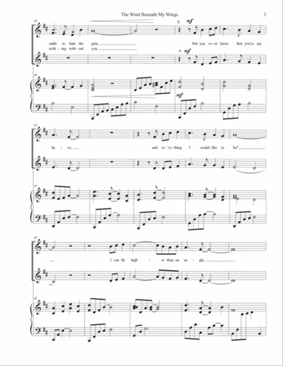 The Wind Beneath My Wings SSA scores gallery preview page 3